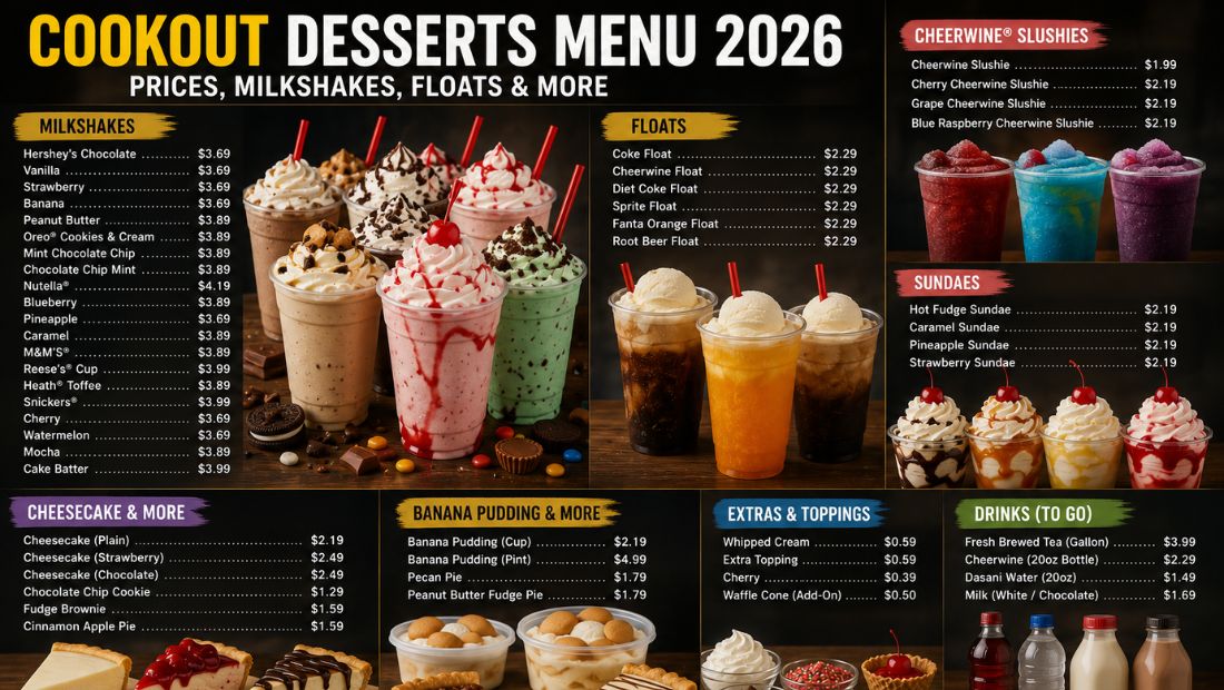 Cookout Desserts Menu 2026: Prices, Milkshakes, Floats & More