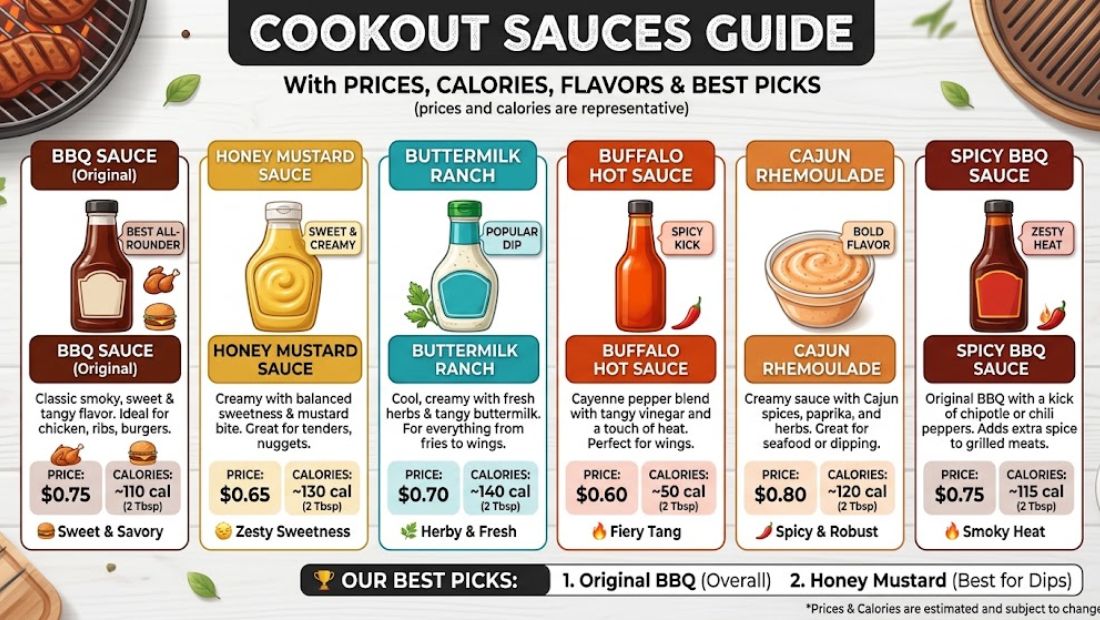 Cookout Sauces With Prices, Calories, Flavors & Best Picks